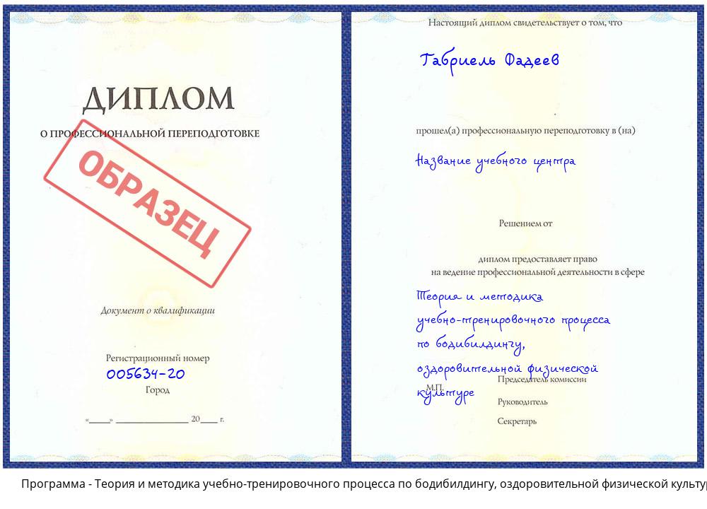 Теория и методика учебно-тренировочного процесса по бодибилдингу, оздоровительной физической культуре Тверь