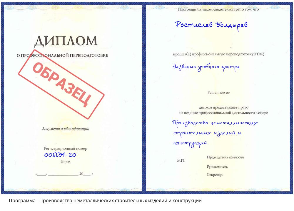 Производство неметаллических строительных изделий и конструкций Тверь